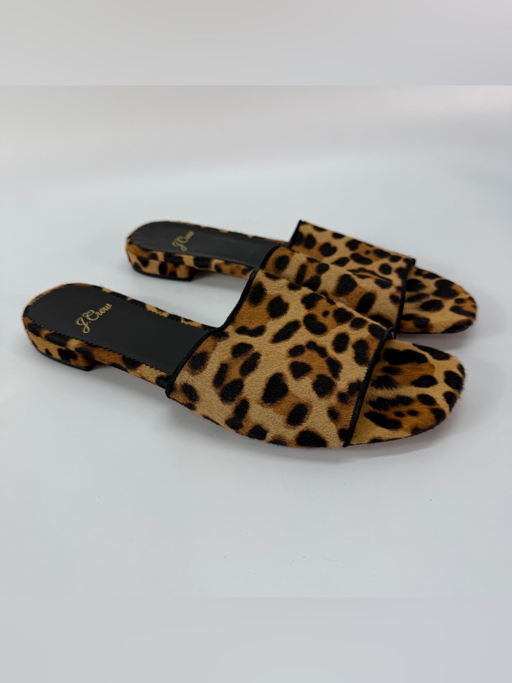 J. Crew Abbie Slide Sandals In Leopard Calf Hair Women’s Size 8.5 - Picture 2 of 10